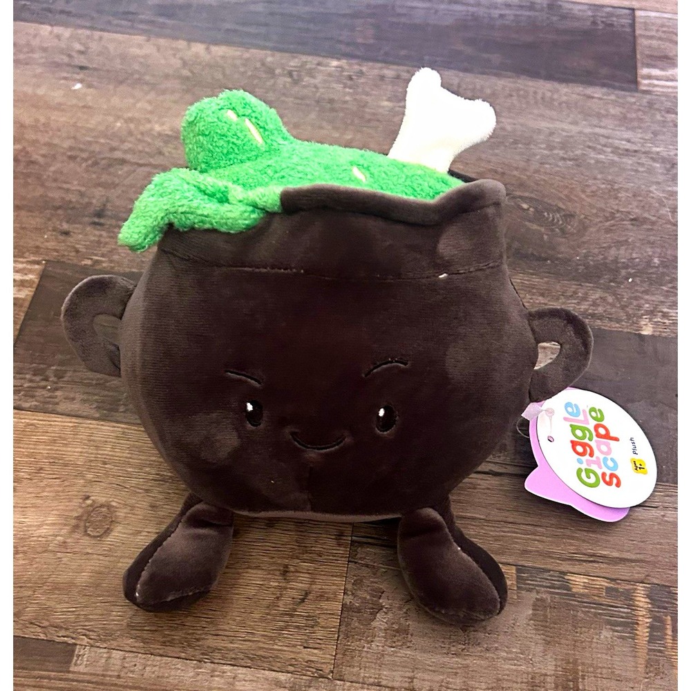 Giggle Scape Halloween Cauldron Plush Toy Small 6-14 in Black Green With Tags